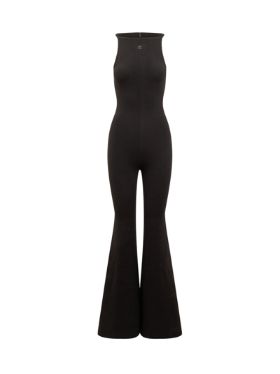 Shop Courrèges Sleeveless Knitted Jumpsuit In Black