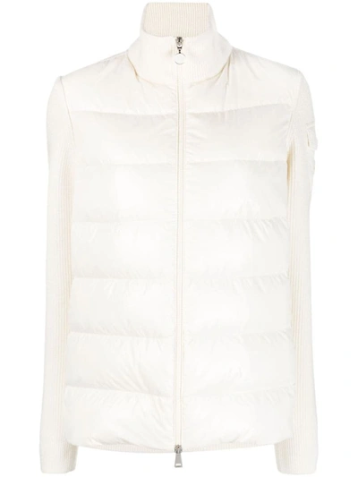 Shop Moncler Padded Cardigan In White