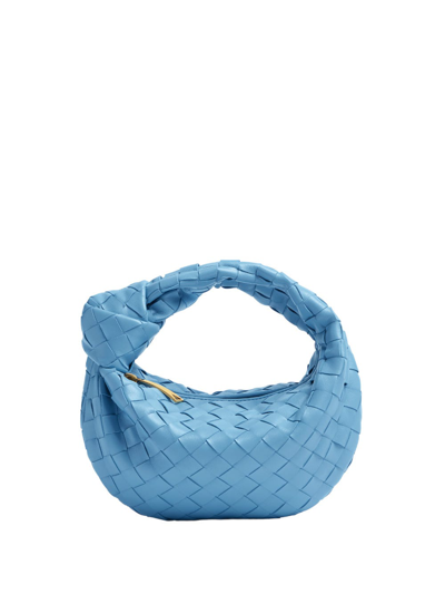 Shop Bottega Veneta Light Blue Mini Jodie Bag With Woven Motif