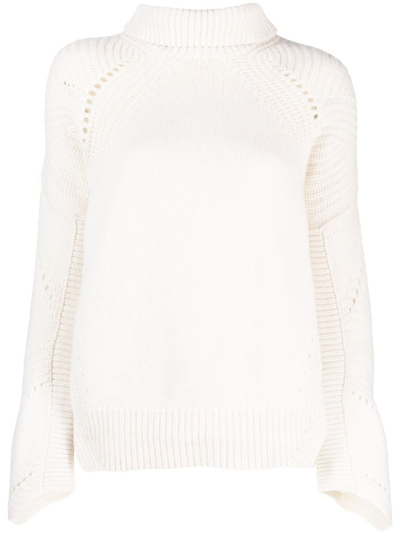 Shop Ermanno Scervino White Turtleneck Jumper