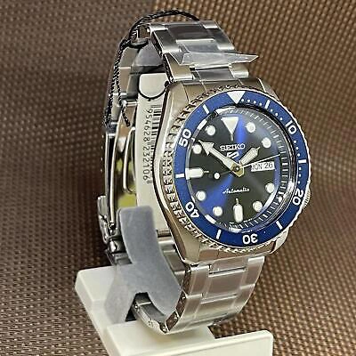 Pre-owned Seiko 5 Sports Srpd51k1 Blue Automatic Stainless Steel Bracelet Men Watch Srpd51