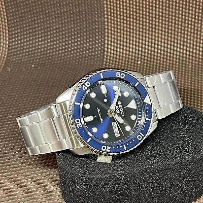 Pre-owned Seiko 5 Sports Srpd51k1 Blue Automatic Stainless Steel Bracelet Men Watch Srpd51