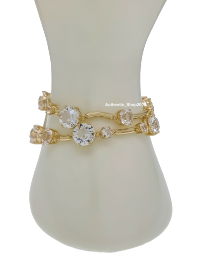 Pre-owned Swarovski Authentic  Gold Sparkle Crystal Constella Wrap Bracelet 5620395 In White