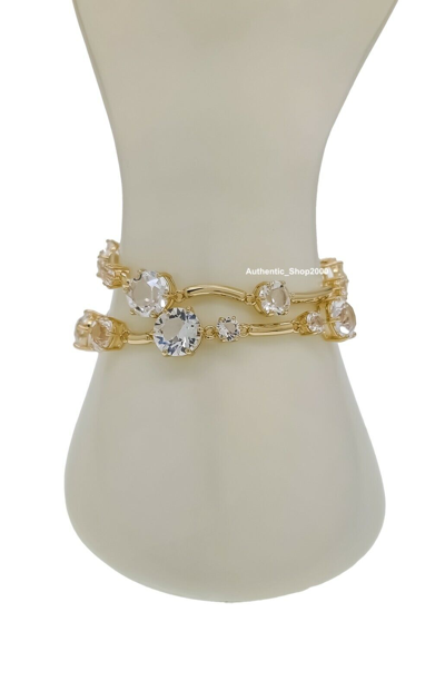 Pre-owned Swarovski Authentic  Gold Sparkle Crystal Constella Wrap Bracelet 5620395 In White