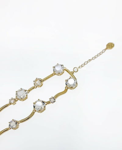 Pre-owned Swarovski Authentic  Gold Sparkle Crystal Constella Wrap Bracelet 5620395 In White
