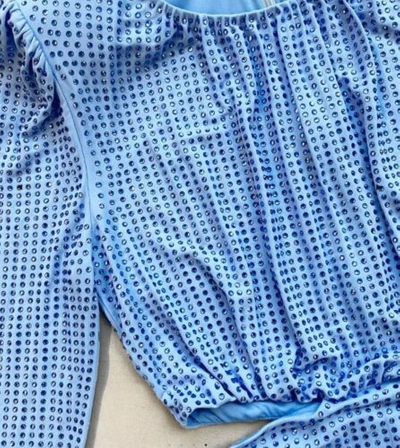 Pre-owned Self-portrait Us Seller 100% Auth Guarantee Usa 0,2,4,6,8 Blue Jersey Rhinestone Midi Dress