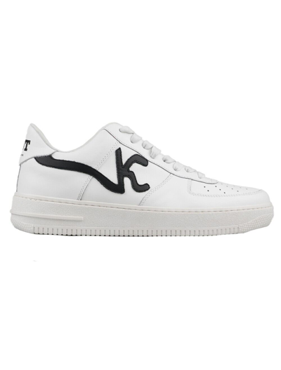 Pre-owned Knt Kiton Sneakers Shoes For Man 100% Leather Sz 8.5 Us 41.5 Eu Knsw4 In White/black