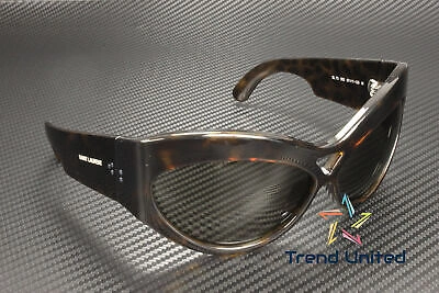 Pre-owned Saint Laurent Sl 73 002 Cat Eye Injection Havana Grey 67 Mm Women's Sunglasses In Gray