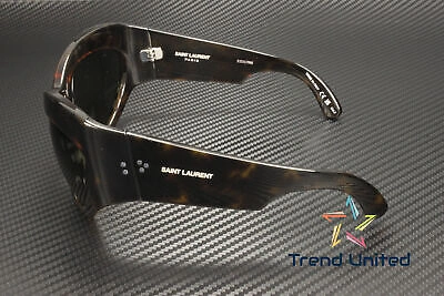 Pre-owned Saint Laurent Sl 73 002 Cat Eye Injection Havana Grey 67 Mm Women's Sunglasses In Gray