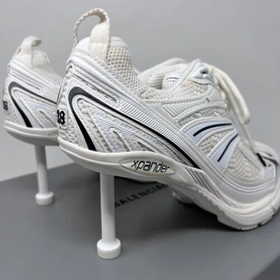 Pre-owned Balenciaga X-pander Women's Distressed Sneaker Heels Size 38 Eu/8 Us White Black