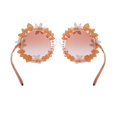 Pre-owned Dolce & Gabbana Lily Flower Crystal Pearl Sunglasses Pink Gold Dg4369 12736