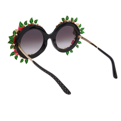 Pre-owned Dolce & Gabbana Rose Flower Crystal Pearl Sunglasses Pink Black Dg4367 12739