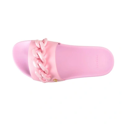 Pre-owned Versace Women's Candy Pink Leather Sandals Flip Flops Shoes