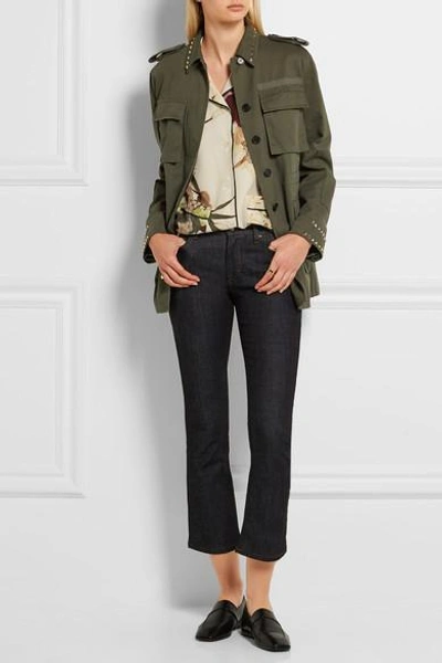 Shop Valentino Studded Cotton-gabardine Jacket