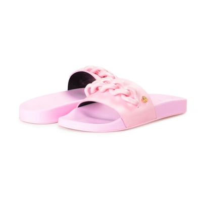Pre-owned Versace Women's Candy Pink Leather Sandals Flip Flops Shoes