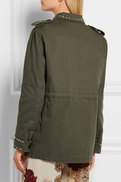 Shop Valentino Studded Cotton-gabardine Jacket