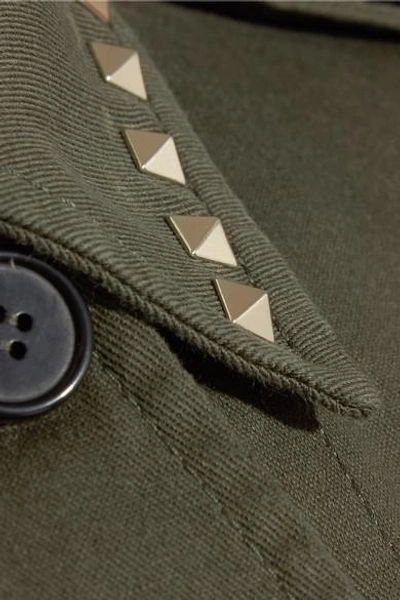 Shop Valentino Studded Cotton-gabardine Jacket