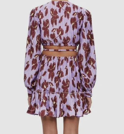 Pre-owned Jonathan Simkhai $646  Women Purple Londyn Floral Print Cutout Mini Dress Size Xl