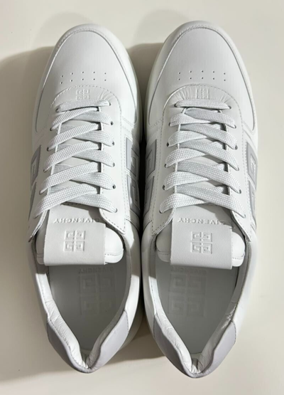 Pre-owned Givenchy Brand-new Men's  White 4g Embossed Leather Sneakers In Us10/uk9/eu43