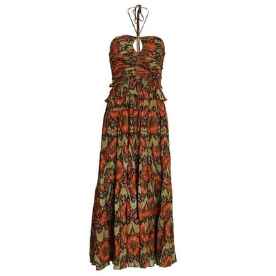Pre-owned Ulla Johnson $725  Evanthe Floral Chiffon Midi Dress In Multicolor
