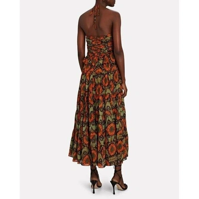Pre-owned Ulla Johnson $725  Evanthe Floral Chiffon Midi Dress In Multicolor