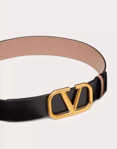 Pre-owned Valentino Garavani Valentino V Logo Belt Reversible 40mm Size 85 In Beige