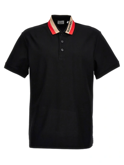 Shop Burberry Edney Polo Shirt In Black/silver/white