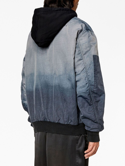 Shop Diesel J-common Hooded Bomber Jacket In Blue