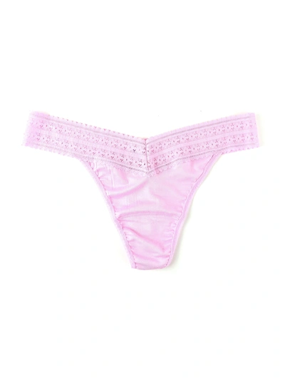 Hanky Panky Cotton & Stretch Lace Original Rise Thong In Pink