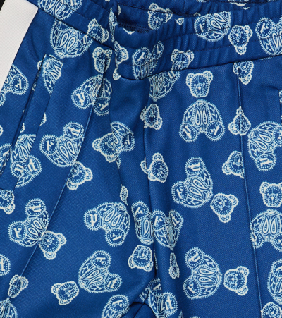 Palm Angels Blue Track Pants With All-over Paisley Teddy Bear Print In Cotton Blend Boy In Blue