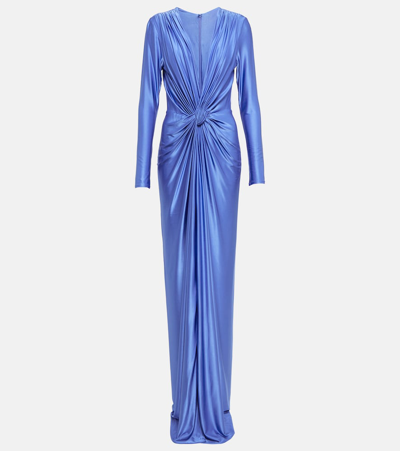 Shop Costarellos Swanson Satin Gown In Blue