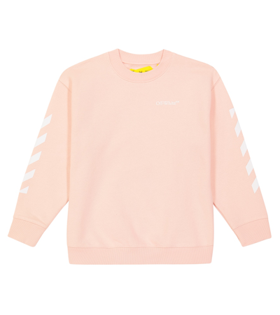 Shop Off-white Logo Cotton Jersey Sweatshirt In Pink
