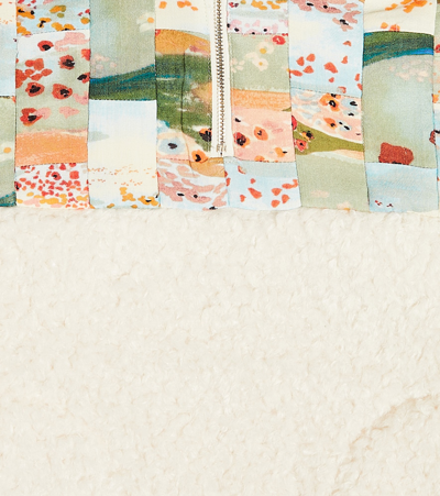 Chloé Patchwork Faux Shearling Jacket In Beige