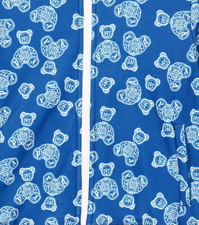 Palm Angels Teddy Bear-print Striped Track Jacket In Blue