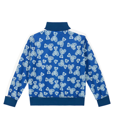 Palm Angels Teddy Bear-print Striped Track Jacket In Blue