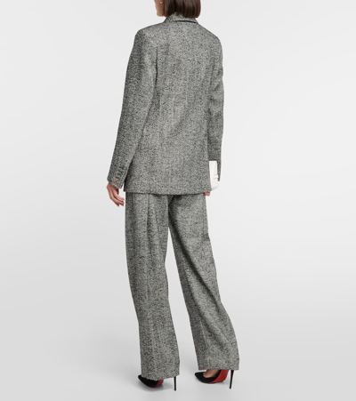 Victoria Beckham Herringbone Wool-blend Jacket In Black