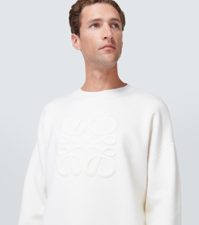 Shop Loewe Anagram Wool-blend Sweater In White