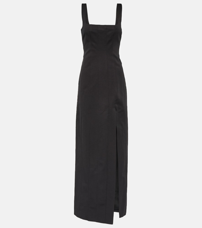 Shop Staud Portrait Cotton-blend Maxi Dress In Black