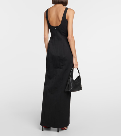 Shop Staud Portrait Cotton-blend Maxi Dress In Black