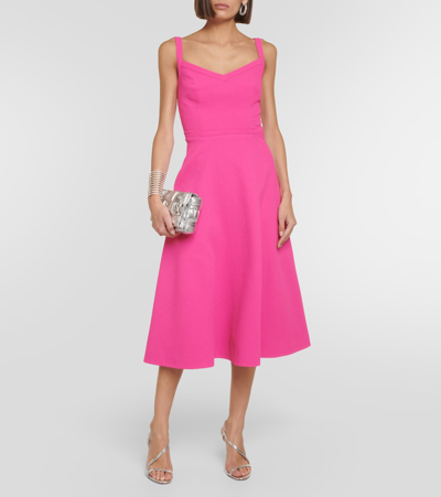 Shop Emilia Wickstead Elvita Crêpe Midi Dress In Pink