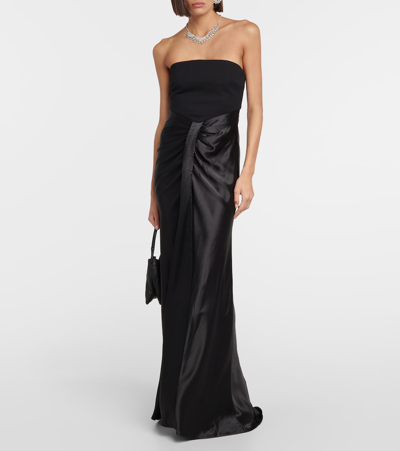 Shop Staud Wayfaring Strapless Maxi Dress In Black