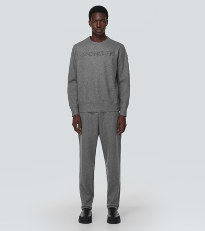 Shop Moncler Logo Wool-blend Sweatshirt In Grey