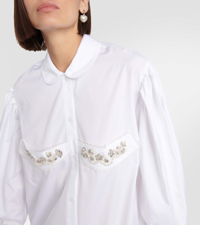 Simone Rocha Crystal-embellished Cotton Maxi Dress In Blue