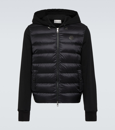 Shop Moncler Down-paneled Wool Jacket In Black