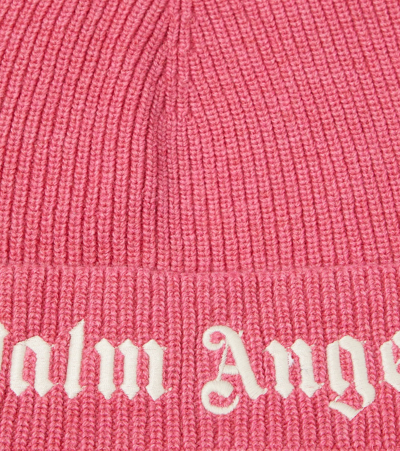 Shop Palm Angels Logo Beanie In Pink