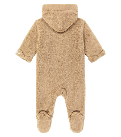 Shop Donsje Baby Faux Shearling Onesie In Brown