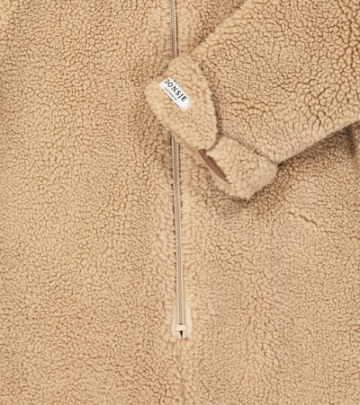 Donsje Baby Faux Shearling Onesie In Brown