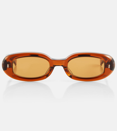 Shop Jacques Marie Mage Besset Oval Sunglasses In Brown