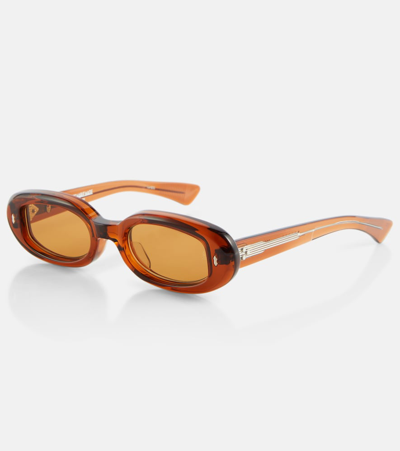 Shop Jacques Marie Mage Besset Oval Sunglasses In Brown