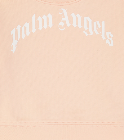 Shop Palm Angels Baby Logo Cotton Jersey Sweatshirt In Pink